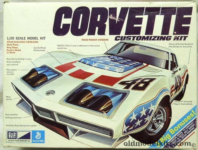 MPC 1/20 1973 Chevrolet Corvette Customizing Kit - 454- Stock / Drag Racer / Road Racer / Custom Street Versions, 1-7330 plastic model kit